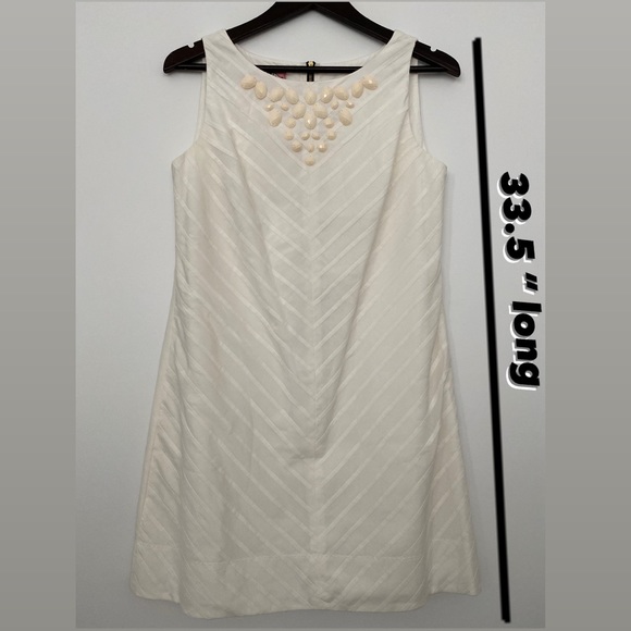Phoebe Couture Embellished White Shift Cocktail Dress - Picture 3 of 14